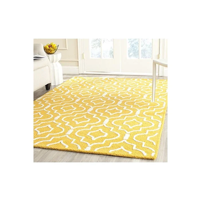 100% Wool Gold/Ivory Contemporary Small Rectangle Rug 6×4 – Safavieh