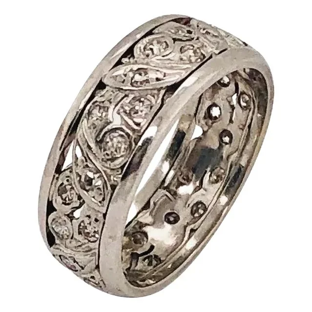 14 Karat White Gold Eternity Wedding Band or Fashion Ring 1 Carat TDW