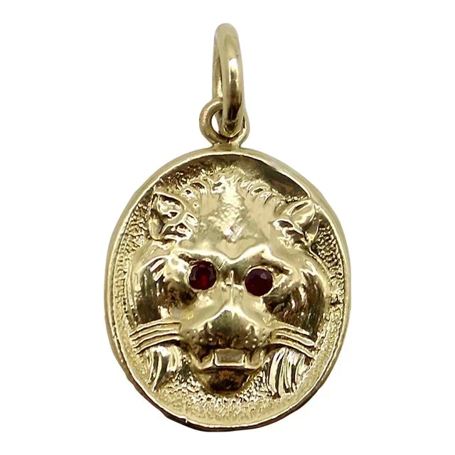 14k Gold Signature Victorian Inspired Lion Pendant / Charm