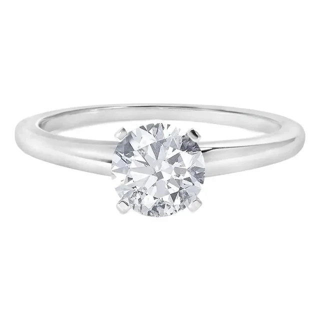 14K White Gold 1.0 Cttw Round Lab Grown Diamond 4 Prong Solitaire Engagement Ring (F-G Color, VS2-SI1 Clarity) – Ring Size 7