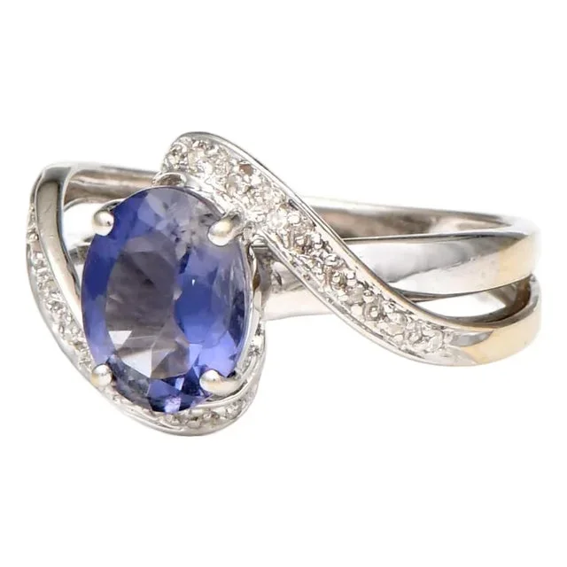 14KW Iolite(1.26) & Diamond(0.08) Ring, size 5.75