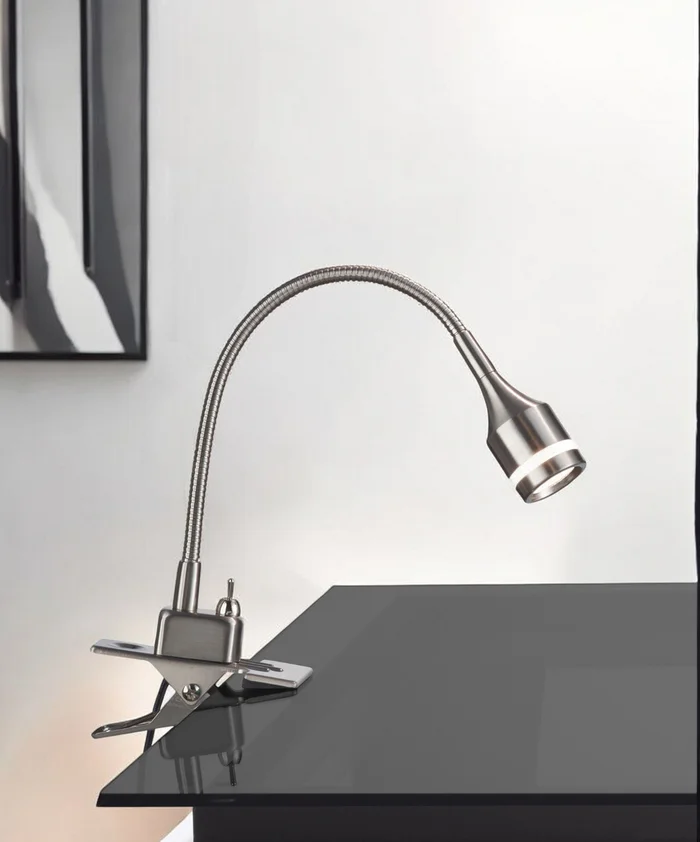 15″ Black Metal Adjustable Clip On LED Table Lamp