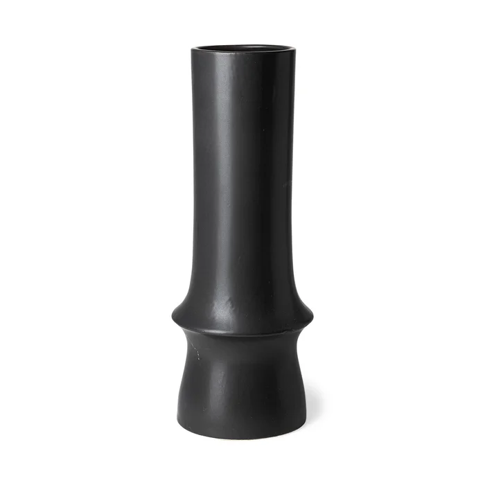 17″ Matte Black Contempo Deco Ceramic Vase