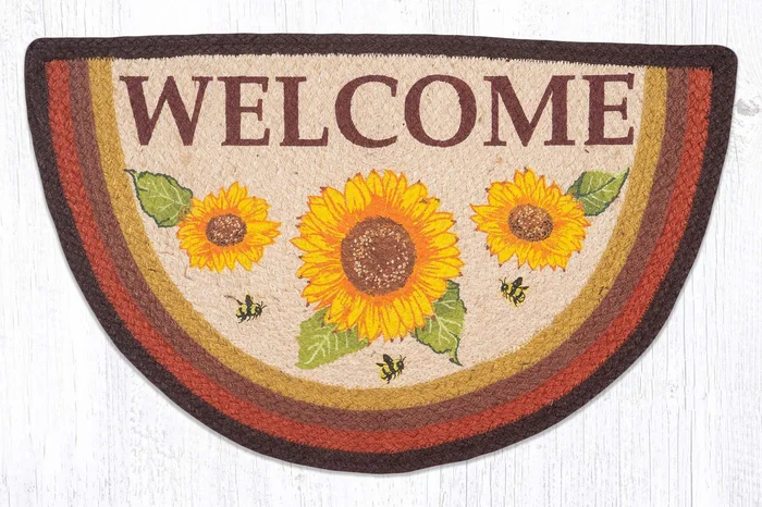 18″ x 29″ Sunflower Welcome Printed Jute Slice Rug by Harry W. Smith