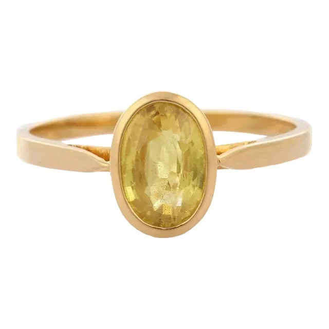 18k Solid Yellow Sapphire Oval Cut Gemstone Ring Size 7