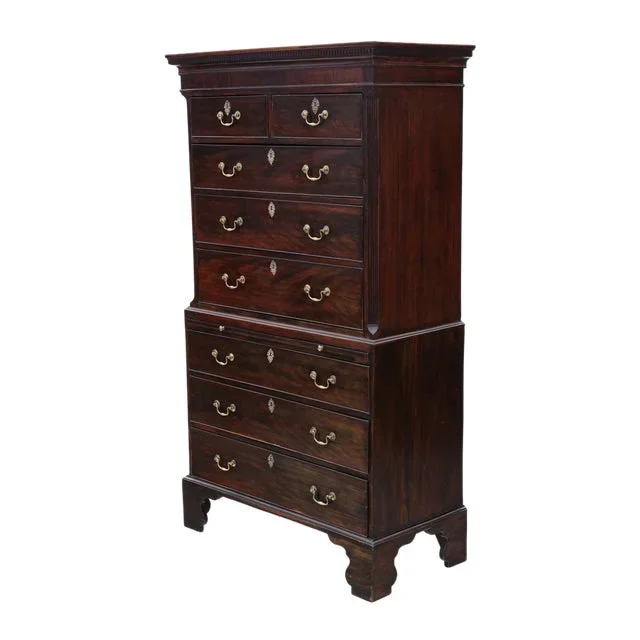 18th Century Mahogany Tallboy Chest on Chest of Drawers