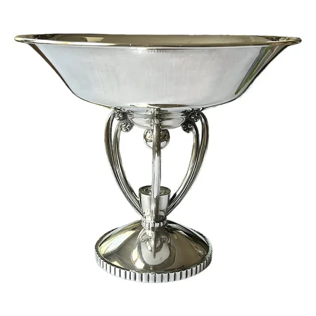 1920s Barbour Silver Plate Art Deco Compote or Tazza With Classic Deco Lines and Sculptural Form in the Manner of Georg Jensen