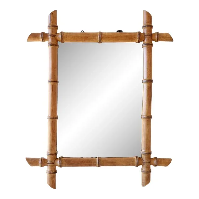 1920s French Faux Bamboo/ Rattan Mirror