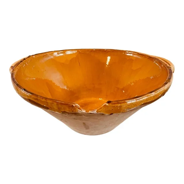 1930s South of France Contemporary Terra Cotta Mustard Glaze Confit Bowl
