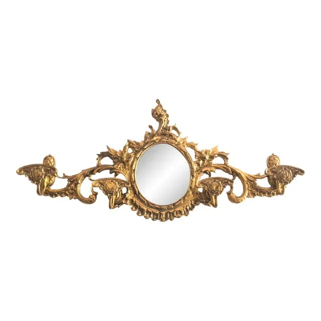 1940s Bronze Coat Rack With Mirror