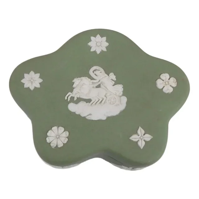 1950s Wedgwood Star Shaped Celedon Jasperware Trinket Box