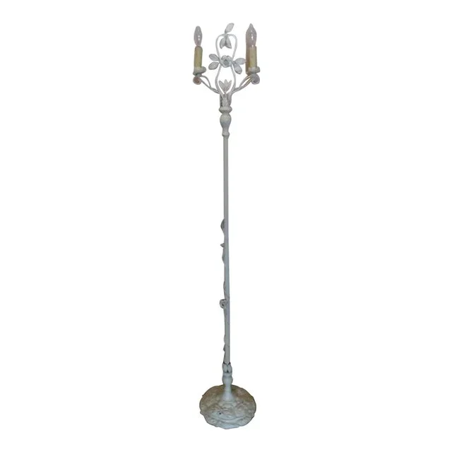 1950s White Mid Century Country French Shabby Chic Victorian Regency Floor Lamp