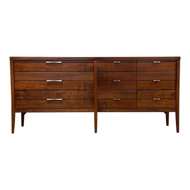 1960s Refinished Walnut Bow Tie Dresser by Lane Furniture