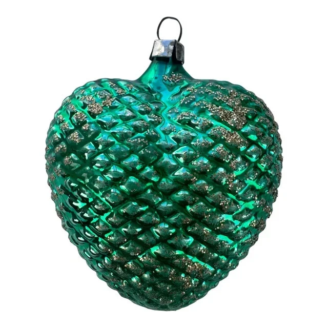 1960s Vintage Green Heart Christmas Ornament