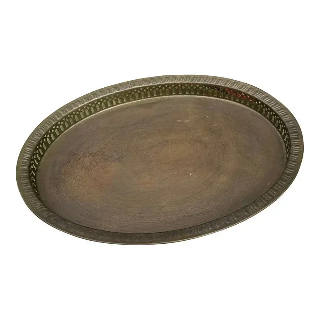 1970s Brass Oval Serving Tray