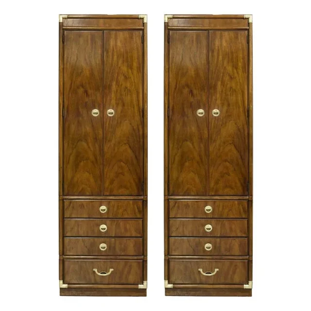 1970s Campaign Chifferobe Accolade Collection by Drexel Furniture – a Pair