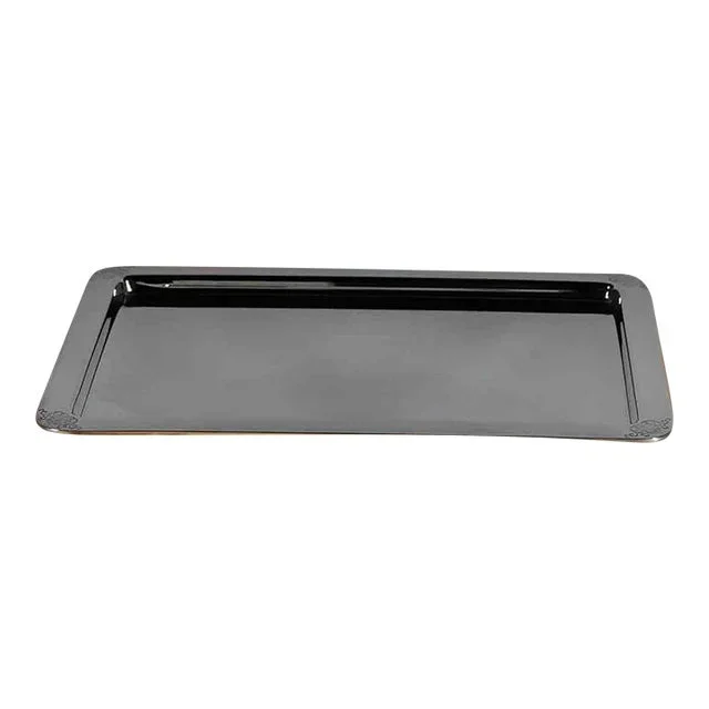 1970s New Lindlt Silver Oblong Tray With Engraved Corners