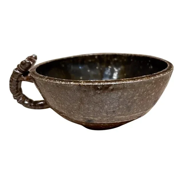 1970s Studio Art Pottery Lizard Coffee Cup Serpent Mug
