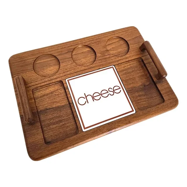 1970s Teak Wood Cheese/Charcuterie Board With Top Handles