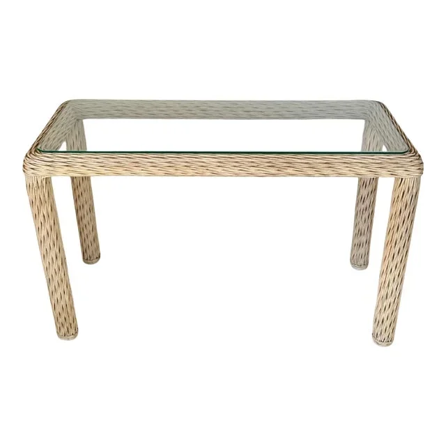 1980s Gabriella Crespi Style Twisted Pencil Reed Console Table