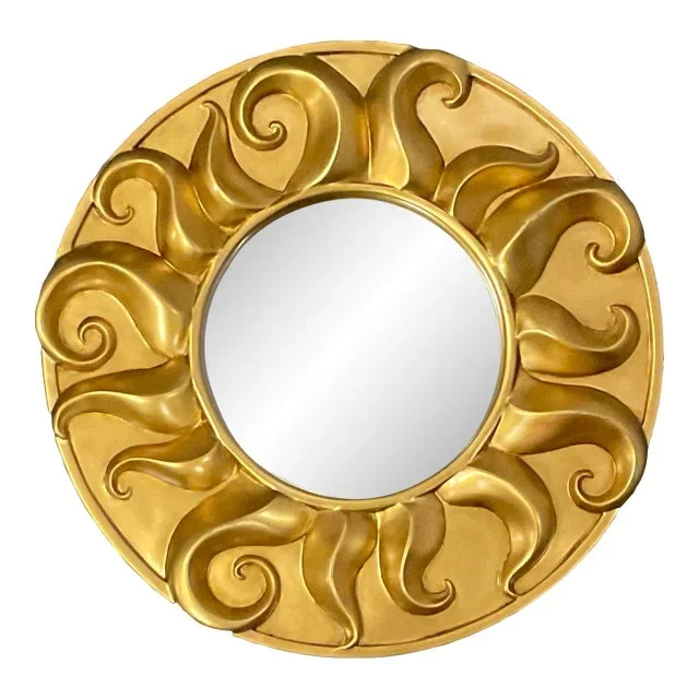 1980s Post Modern Hollywood Regency Sun Accent Wall Mirror.