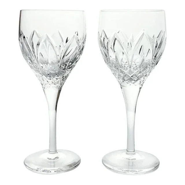 1990s Atlantis “Chartres” Pair of Crystal White Wine Glasses