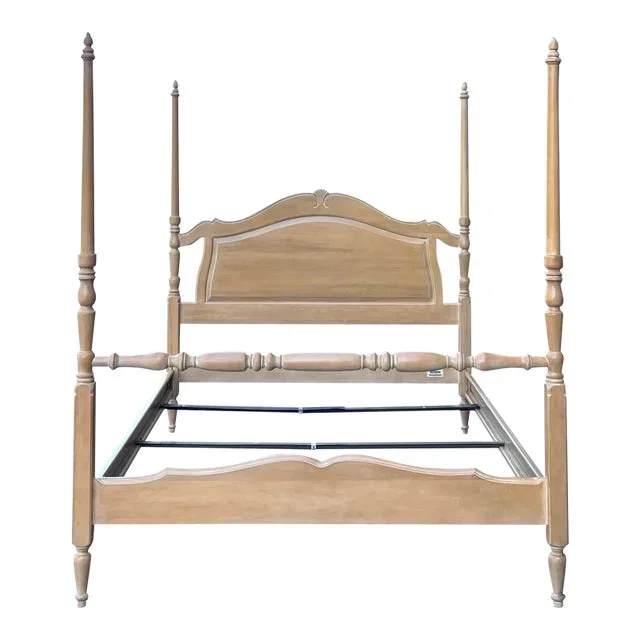 1990s Ethan Allen Country French Birch Full Poster Bed in Bisque (26-5620)