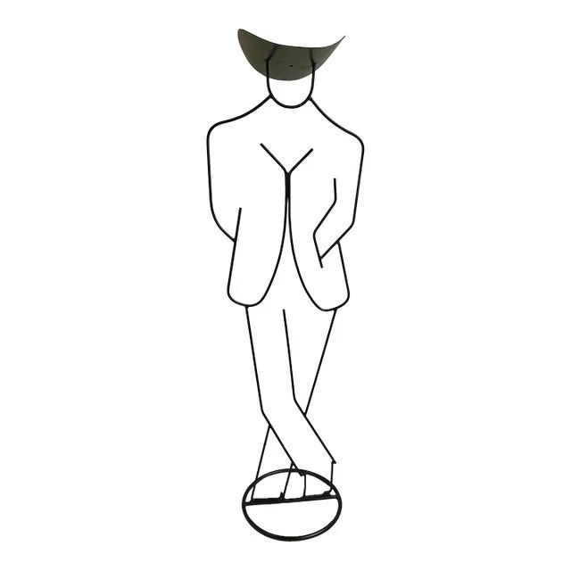 1990s Weinberg Style Cowboy Figure Silhouette Floor Sculpture Candle Stand