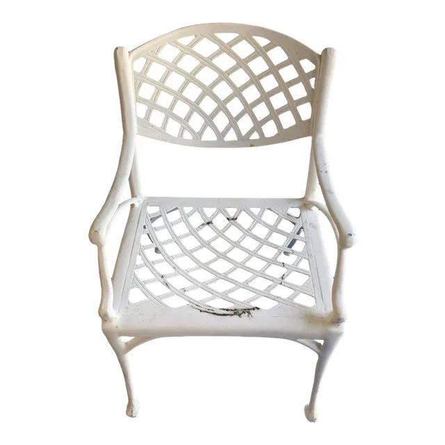 1990s White Metal Patio Chair