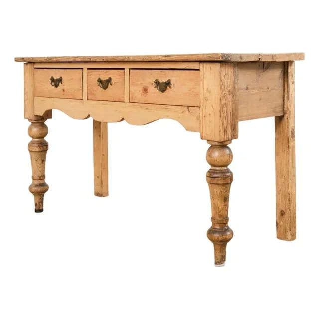 19th Century Country English Provincial Pine Dresser Console Table