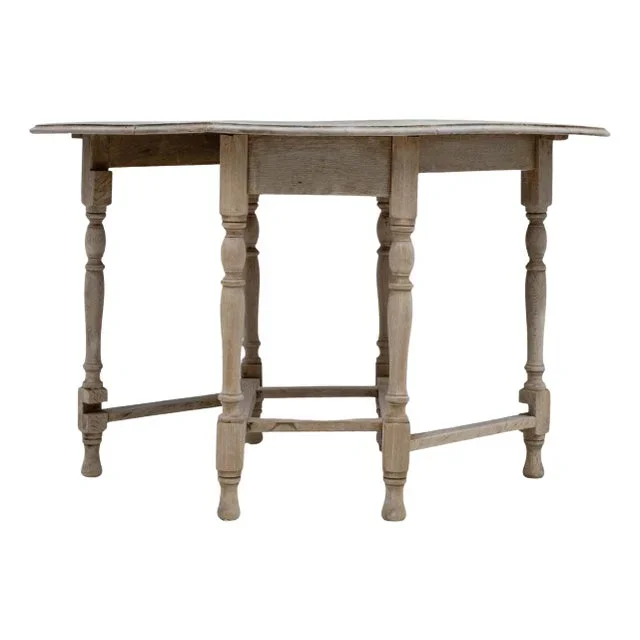 19th Century French Bleached Oak Drop Leaf Table