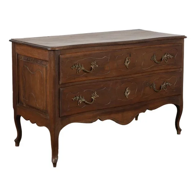19th Century Italian Walnut Rococo Chest of Two Drawers