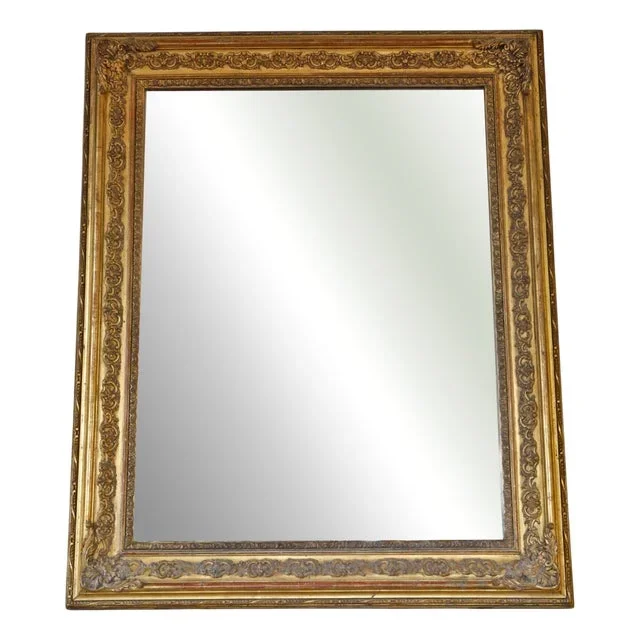 19th Century Large Gilt Wall Mirror High-Quality Ornate Mirror, 1890s
