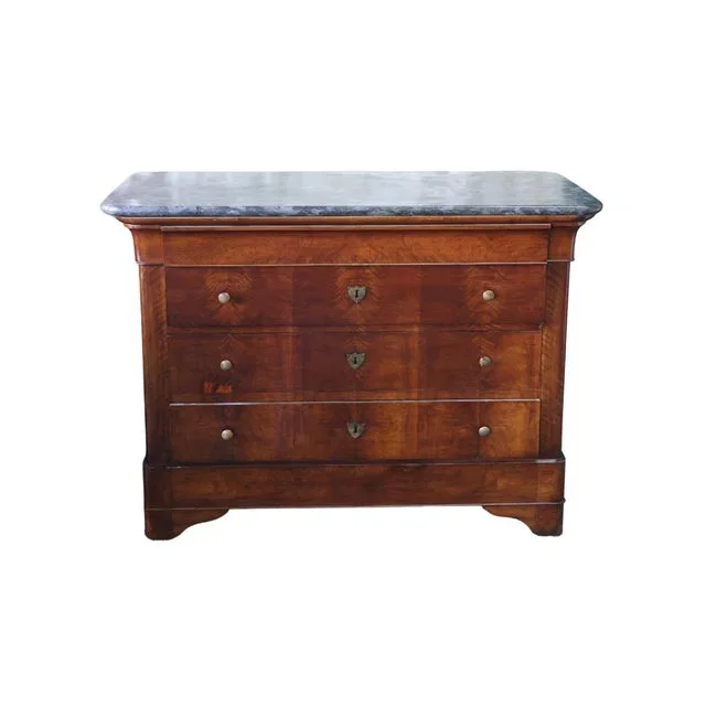 19th Century Louis Philippe Chest With Grey Marble Top