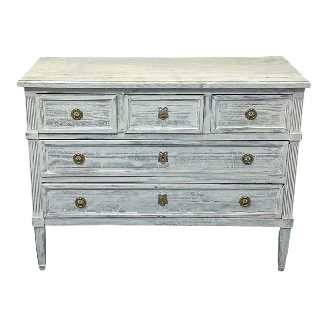 19th Century Painted French 5 Drawer Chest