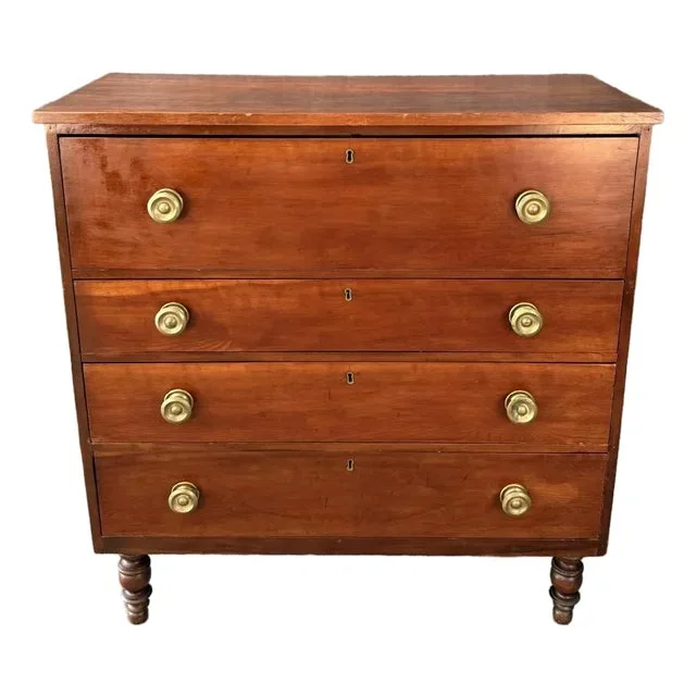 19th Century Southern Made Solid Walnut Four Drawer Chest of Drawers