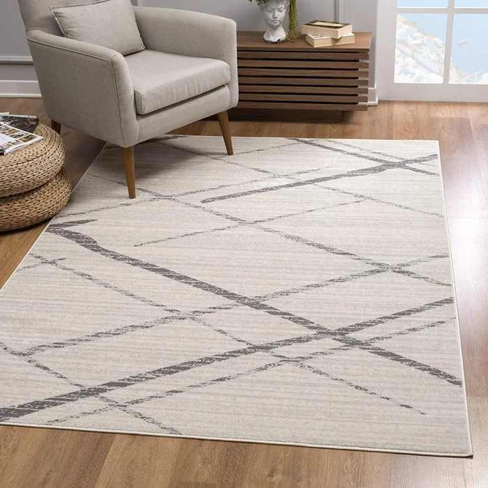 2′ x 6′ Gray Geometric Dhurrie Area Rug