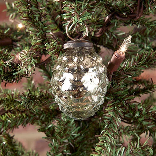 2″ Silver Pine Cone Mercury Ornament