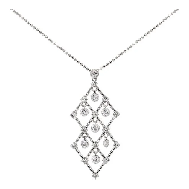 2 Carat Tw Diamond Dangling Platinum Pendant Necklace