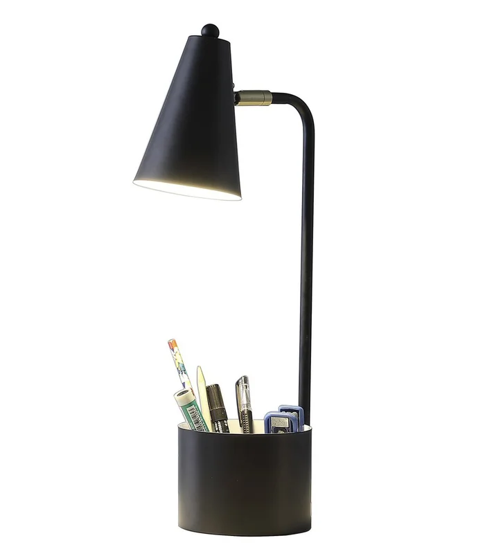 20″ Black Desk Table Lamp with Black Cone Shade