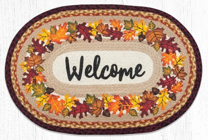 20″ x 30″ Autumn Welcome Braided Jute Oval Rug by Suzanne Pienta