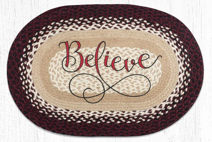 20″ x 30″ Believe Braided Jute Oval Rug by Ashlee Nobel