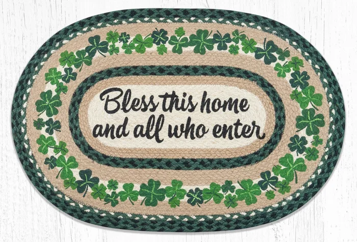20″ x 30″ Bless This Home Braided Jute Oval Rug by Suzanne Pienta
