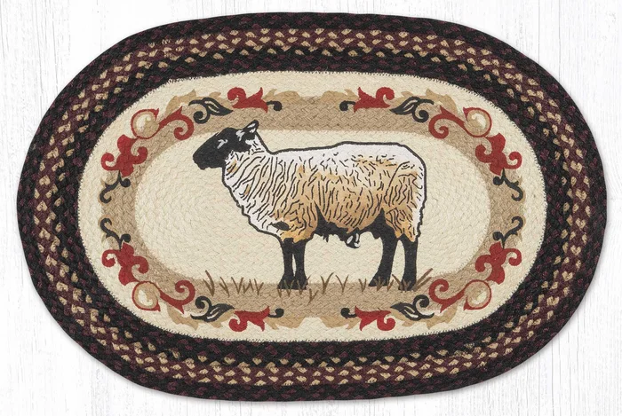 20″ x 30″ Lamb Patch Braided Jute Oval Rug by Harry W. Smith
