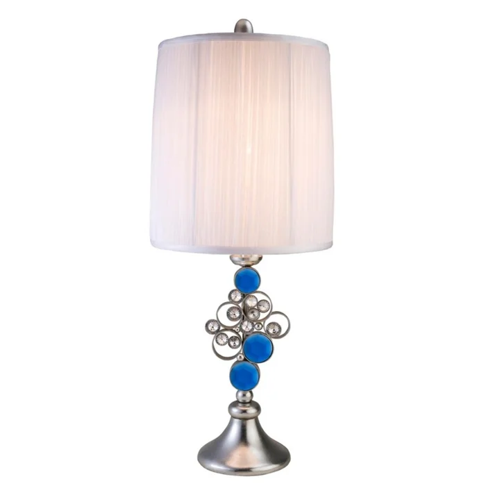 21″ Silver Bedside with White Shade