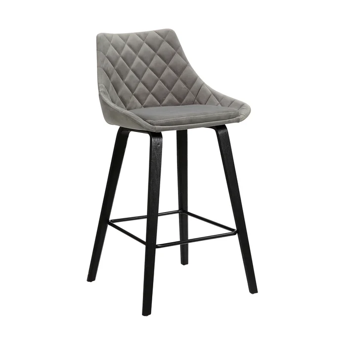 26 – inch Gray Velvet Swivel Barstool, Black Brushed Wood Finish – Armen Living