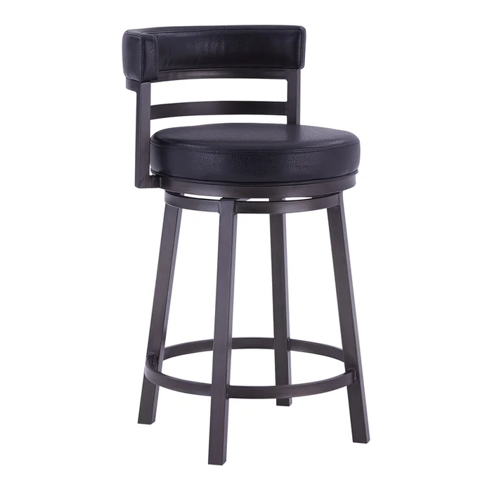 30-Inch Metal Swivel Barstool with Mineral Finish & Adjustable Seating