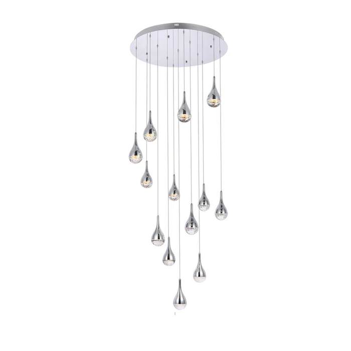 30 Inch Modern Chrome LED Chandelier for Sloped Ceilings – Elegant Furniture