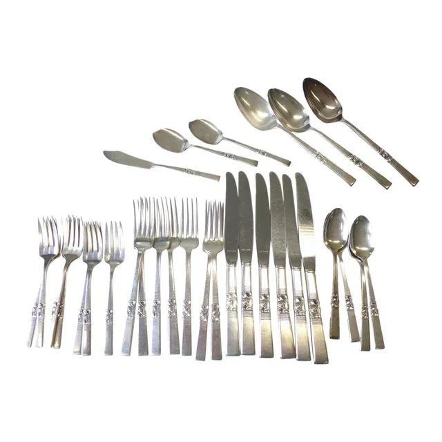 30 Piece Community Oneida Morning Star 1948 Silverplate Flatware Set Fork Knife
