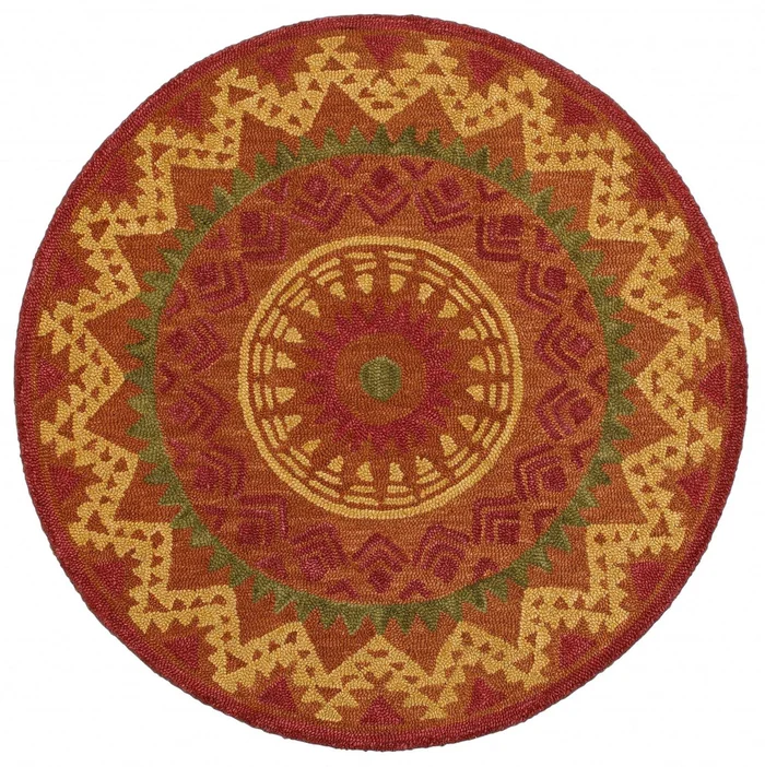 4′ Round Orange Decorative Area Rug